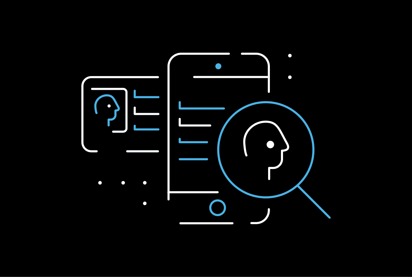 Illustration showing an ID being scanned with a smartphone and details being extracted from the scanned ID.