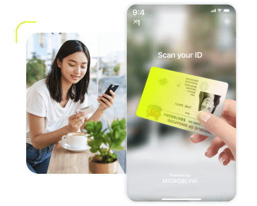 Woman scanning ID using microblink