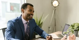 working man smiling