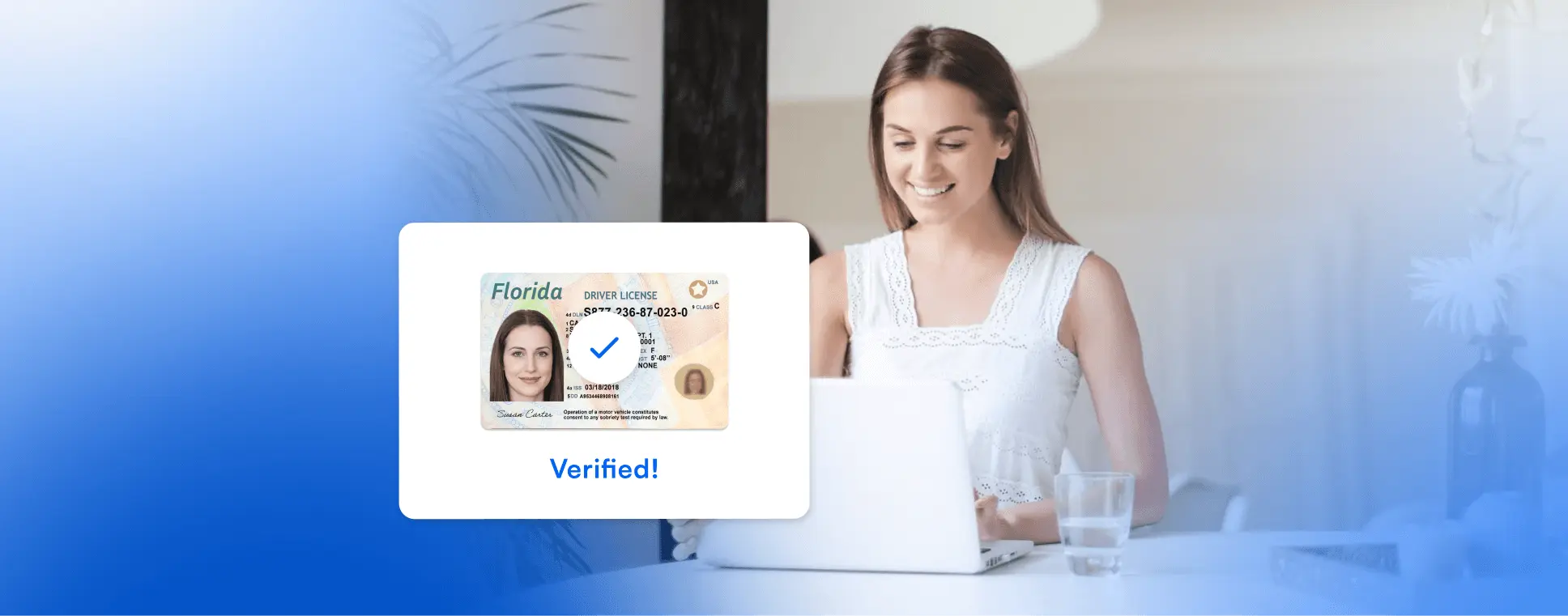 Woman verifying her ID online.