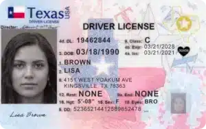 Example of Texas ID