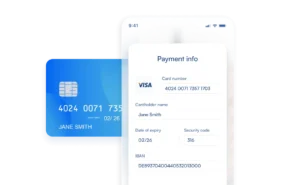 Entered credit card data displayed in the app interface, showcasing seamless and secure data entry for processing.