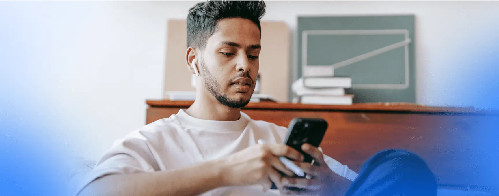 A user using their mobile phone