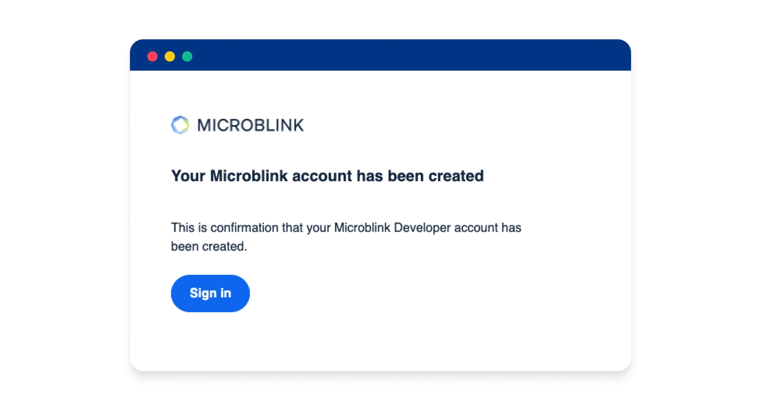 Account creation confirmation
