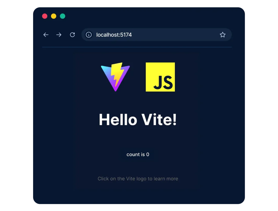 Hello Vite text in browser