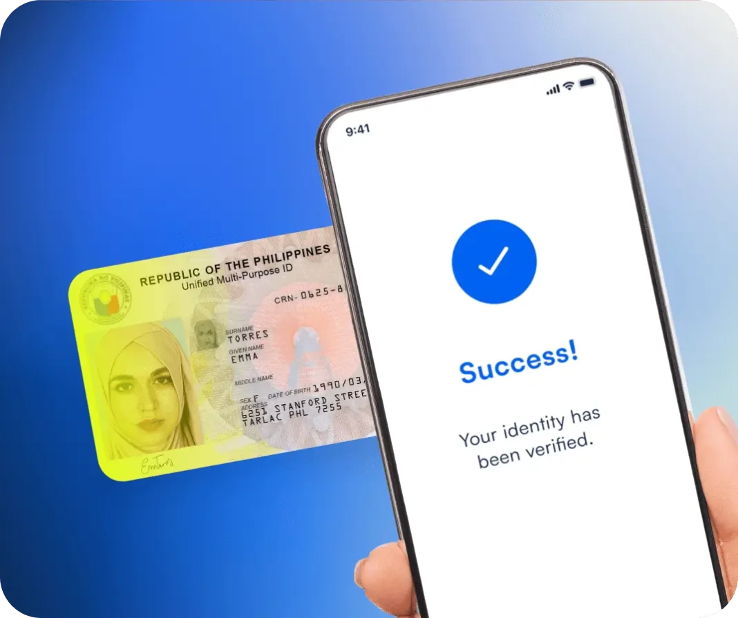 Success message on the phone after successfully scanning a personal ID.
